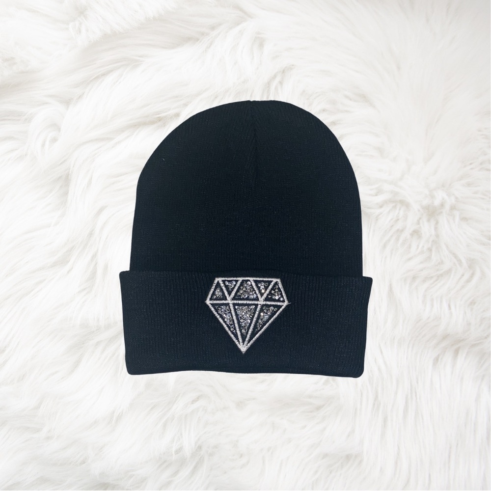 Black Beanie with Diamond Design